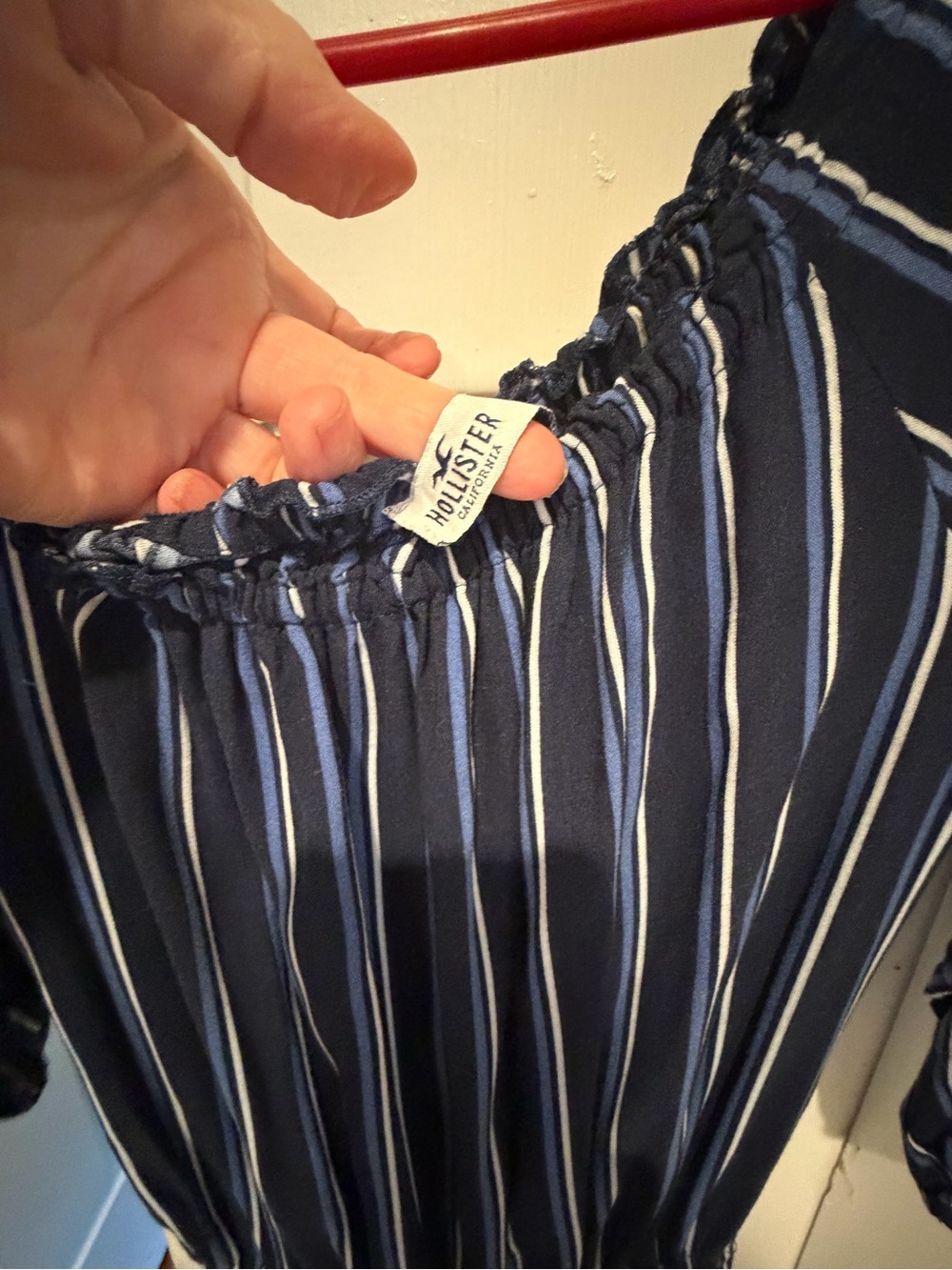 Hollister Navy Blue Striped One-Shoulder Jumpsuit, M, NWOT - Picture 3 of 9